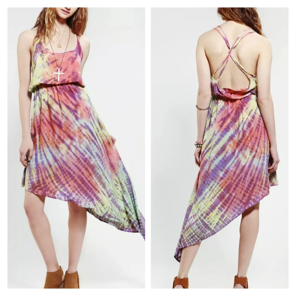 Pastel Tie Dye Strappy Back Asymmetrical Dress XS - Blu Moon Revolve